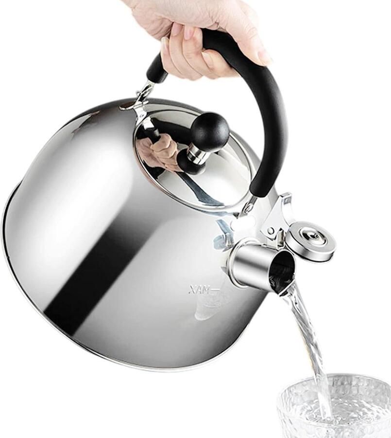 Roestvrijstalen Theeketel Waterketel Pijp Water Koken Grote Capaciteit 3 Liter Zilver