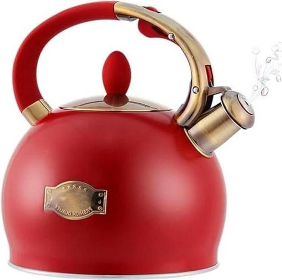 Roestvrijstalen Theeketel Waterkoker Inductie Water Koken Hoorbaar Fluitje 3 Liter Zilver