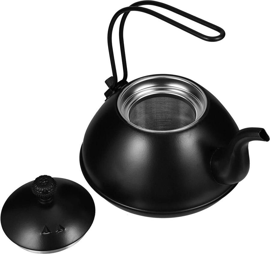 Roestvrijstalen Theeketel Waterkoker Keuken Koffie Thee Maken Geschikt voor Kookplaat 1.5 Liter Zwart