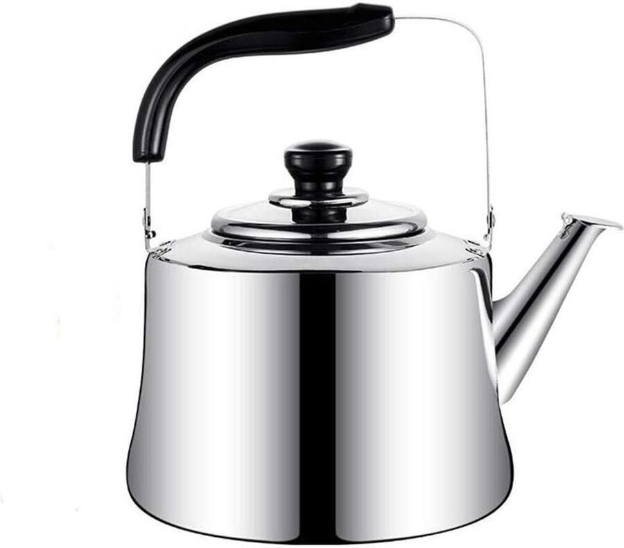 Roestvrijstalen Theepot Waterkoker Fluitketel Water Koken Geschikt Alle Fornuizen 4 Liter Capaciteit Zilverkleurig