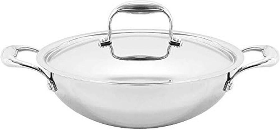 Roestvrijstalen Triply Kookpan met Deksel Inductievriendelijk 22 cm 1 8 liter