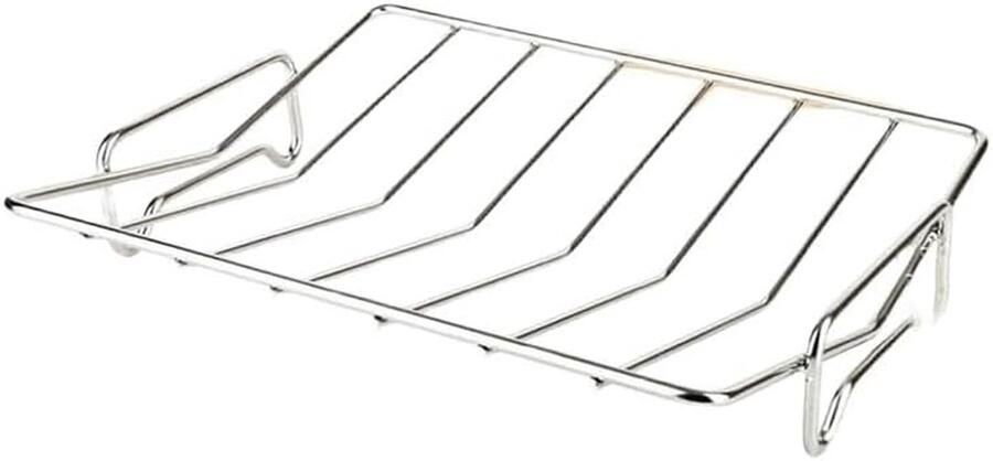 Roestvrijstalen V-rek Grill rooster Gelijkmatig Grillen Verhoogt Vlees 33 x 254 x 56 cm Zilver