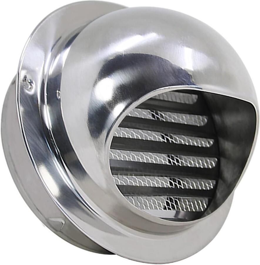 Roestvrijstalen Ventilatiekap Afzuigkap Rooster Verse Lucht Invoeren Halfbolvormig Regenbestendig 100 mm Zilver