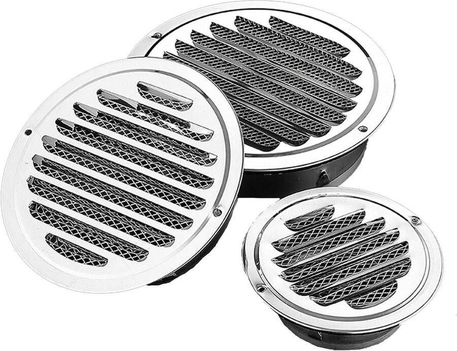 Roestvrijstalen Ventilatieopening Ronde Afzuigkap Luchtcirculatie Verbeteren Ingebouwd Diervrij Net 250mm Zilverkleurig