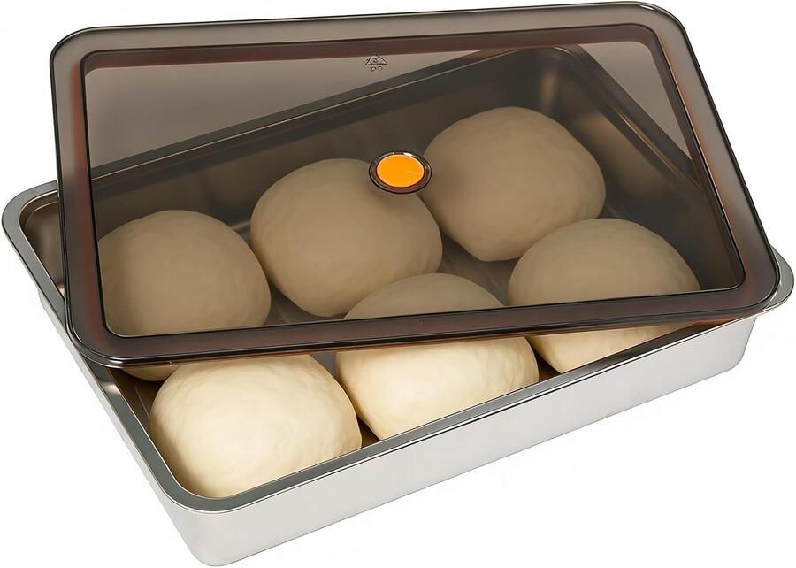 RVS Voedselopslagdoos met Deksel 33 x 23 x 7 cm Luchtdichte Box voor Pizza Deeg en Fruit Ideaal voor Voedselbewaring