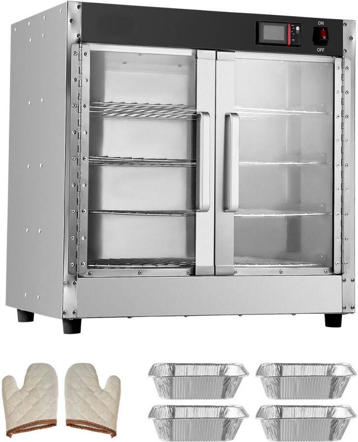 Roestvrijstalen Warmhoudkast Met 4 Etages Houdt De Warmte Lange Tijd Vast Verstelbare Planken En Dubbele Glazen Deuren Robuuste En Duurzame Constructie