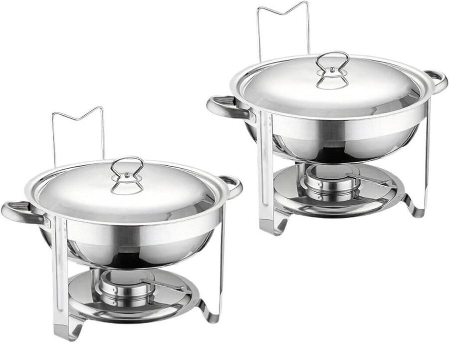 Roestvrijstalen Warmhoudplaten Buffet Verwarmer Eten Warm Houden Ruim 2 Liter Inhoud 425 x 21 cm Zilver