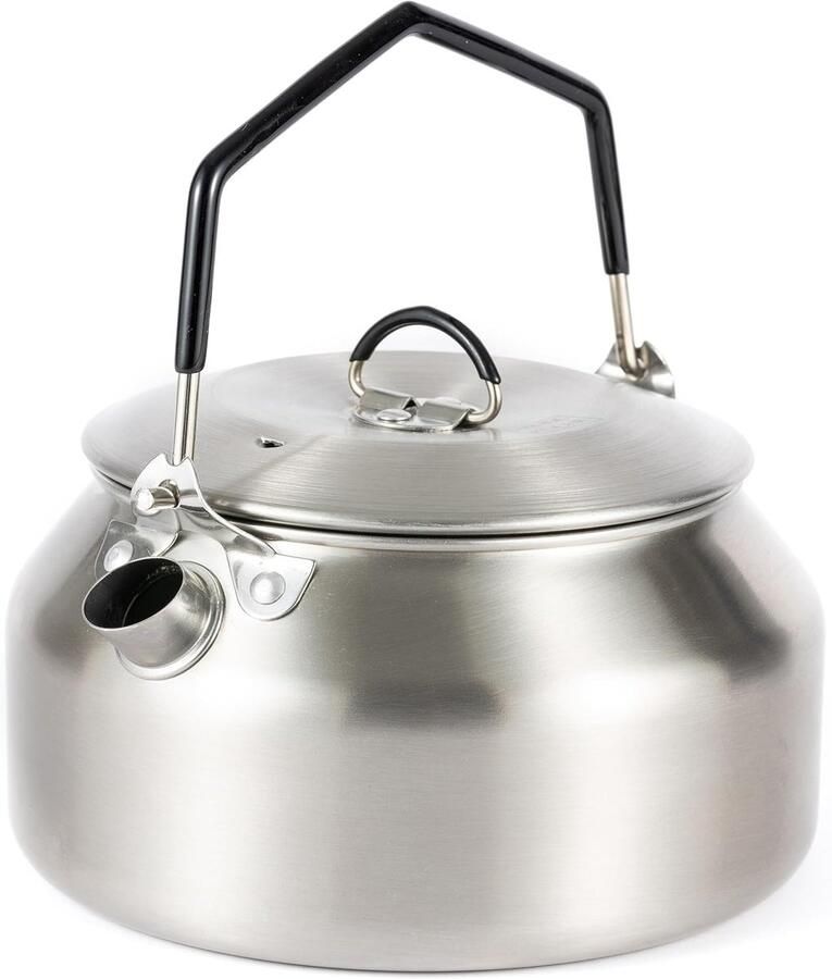 Roestvrijstalen waterketel 16 x 15 x 10 cm 290 g draagbare campingketel voor buiten en thuis robuuste theeketel waterkoker theepot perfect voor kamperen en trekking wandelen
