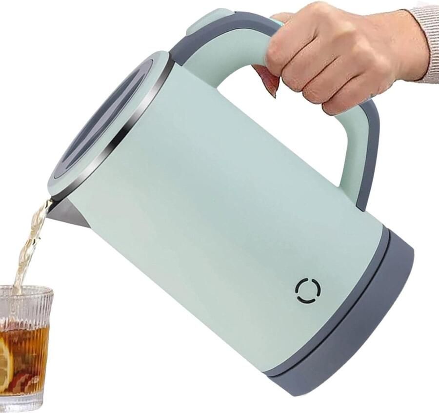 Roestvrijstalen waterketel Elektrische koker Snel water koken Dubbelwandig ontwerp 0.8 Liter Groen