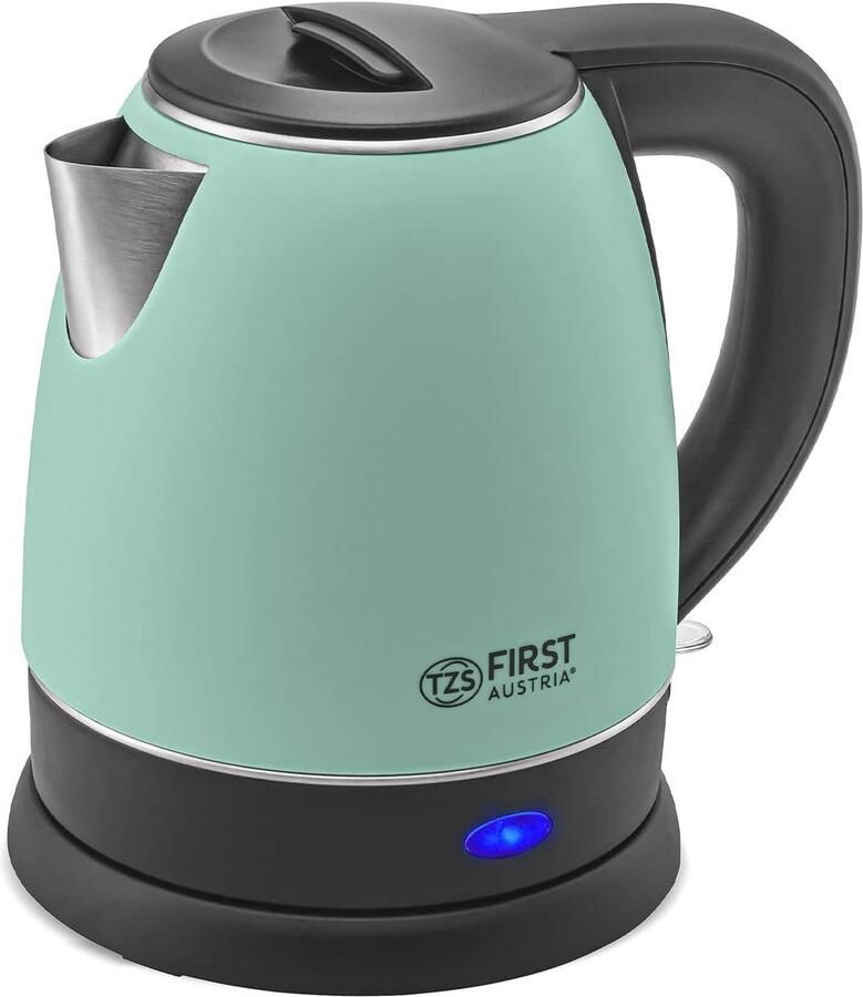 Roestvrijstalen waterkoker 1 2 l met 360 graden draaivoet en kalkfilter
