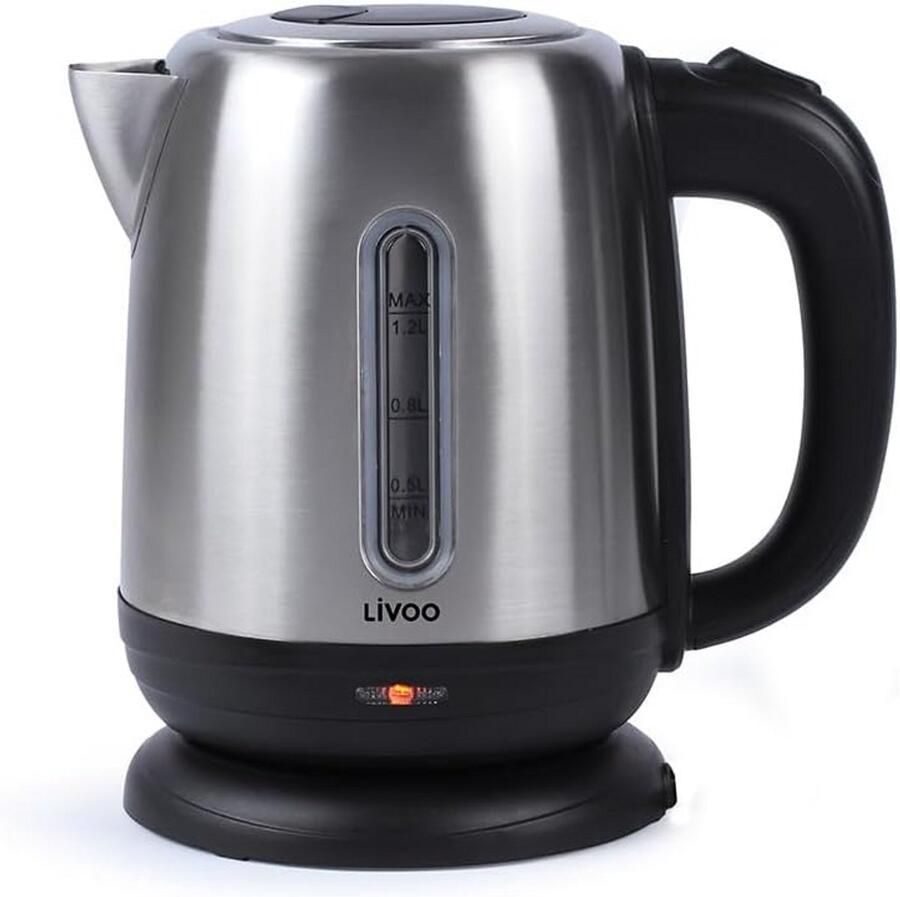 Roestvrijstalen Waterkoker 1 2 L met Afneembaar Kalkfilter & 360° Sokkel