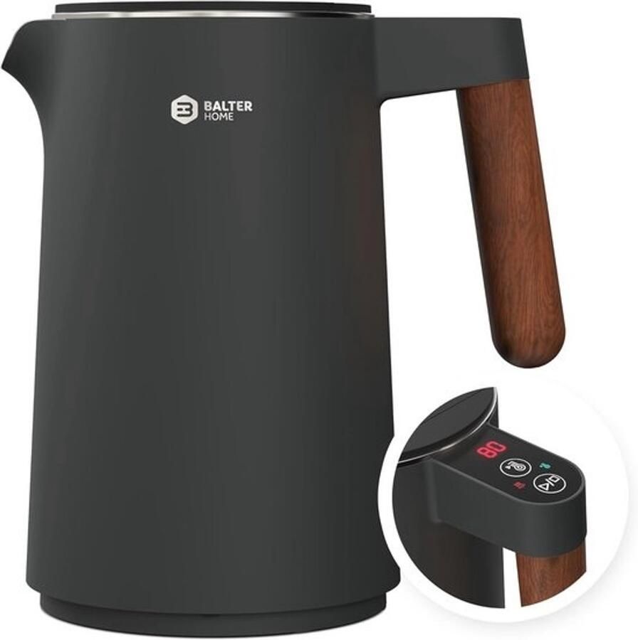 Roestvrijstalen waterkoker 1 5 l Temperatuurinstelling warmhoudfunctie stil en draadloos