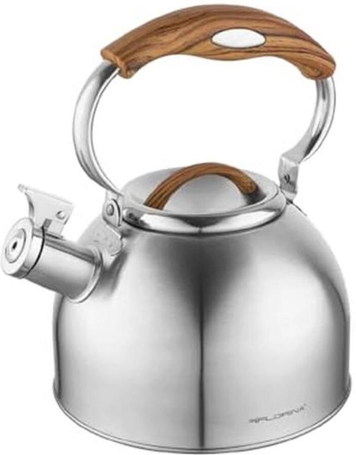 Roestvrijstalen Waterkoker 2 5 L met Soft-Touch Handvat en Houtimitatie