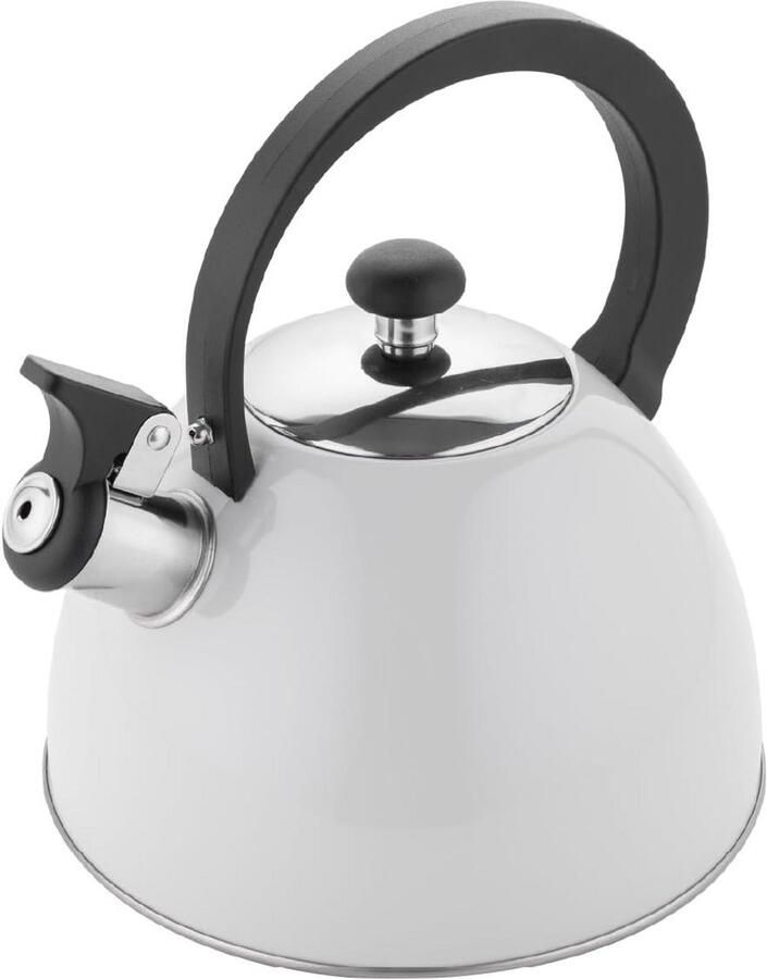 Roestvrijstalen Waterkoker 2L Fluitketel met Bakelieten Handgreep voor Inductie Gas en Elektrisch Fornuis Lichtgrijs
