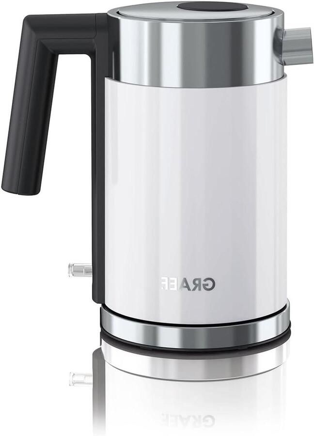 Roestvrijstalen Waterkoker Compact Apparaat Snel Water Koken Dubbelwandig Ontwerp 1 Liter Wit