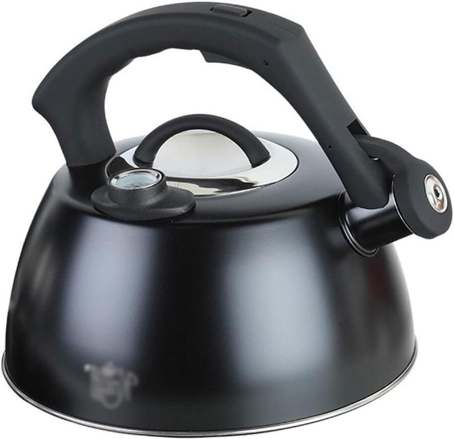 Roestvrijstalen waterkoker Fluitketel theepot Thee zetten Ingebouwde thermometer 25 liter Zwart
