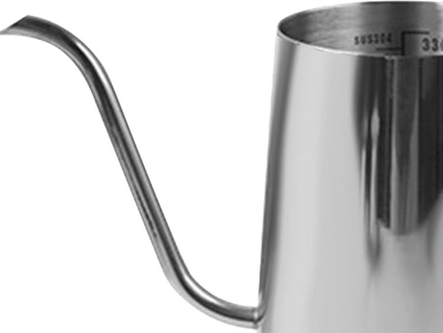Roestvrijstalen Waterkoker Koffiekan Zwanenhals Filterkoffie Zetten Maatverdeling Binnenwand 21 x 10 x 8 cm Zilverkleurig