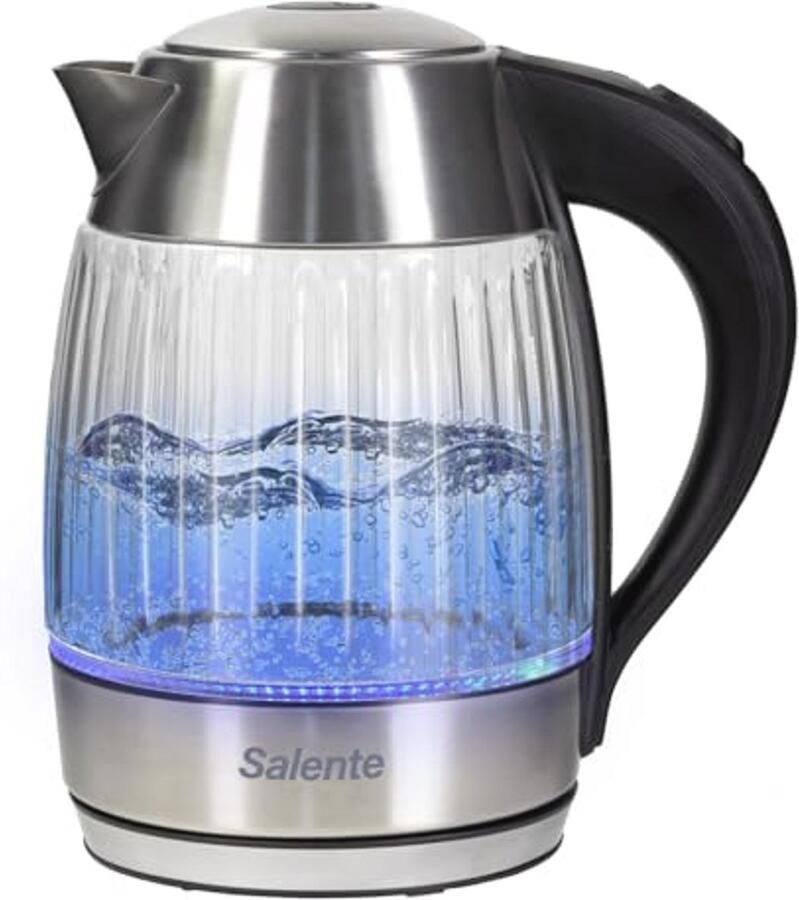 Roestvrijstalen Waterkoker met Borosilicaatglas 1 8 L 2200 W Anti-Kalkfilter en Droogloopbescherming