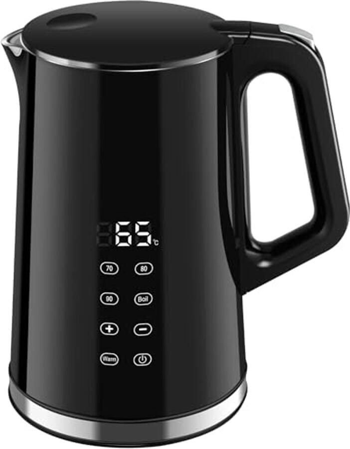 Roestvrijstalen waterkoker met LCD-display en temperatuurregeling 40-100 °C 1 7 L
