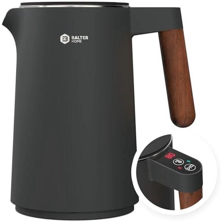 Roestvrijstalen waterkoker met temperatuurinstelling 1 5 l stil en draadloos warmhoudfunctie