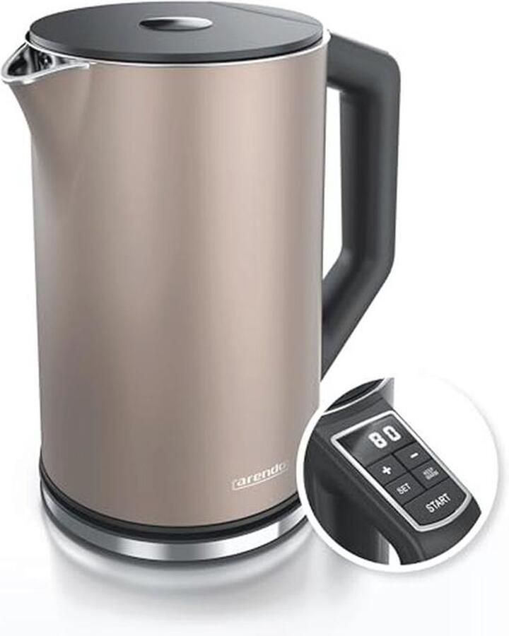 Roestvrijstalen waterkoker met temperatuurinstelling 40-100 graden Doublwandig design 1 5 liter 2200 W Theekoker met temperatuurweergave