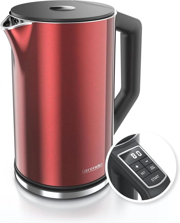 Roestvrijstalen waterkoker met temperatuurinstelling 40-100 graden Dubbelwandig design 1 5 liter 2200 W Theekoker met temperatuurweergave