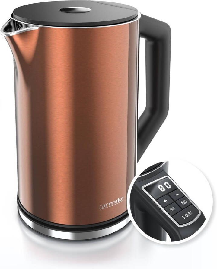 Roestvrijstalen waterkoker met temperatuurinstelling 40-100 graden Dubbelwandig design en 1 5 liter capaciteit