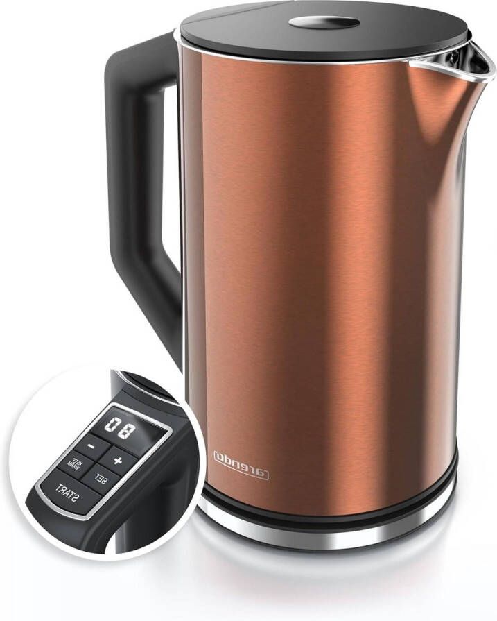 Roestvrijstalen waterkoker met temperatuurinstelling 40-100 graden Dubbelwandig design Model ELEGANT 15 liter 2200 W Waterkoker met temperatuurweergave GS grote capaciteit energiebesparend