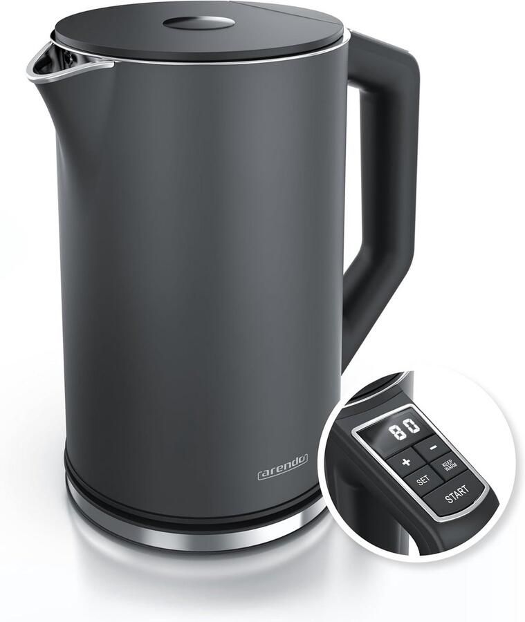 Roestvrijstalen waterkoker met temperatuurinstelling 40-100 graden Dubbelwandig en veilig ontwerp 1 5 liter 2200 W