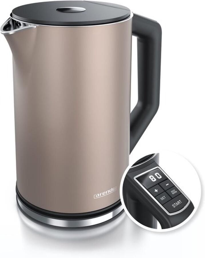 Roestvrijstalen waterkoker met temperatuurinstelling 40-100 graden in stappen van 5 dubbelwandig design model 1 5 liter 2200 W theekoker met temperatuurweergave brons