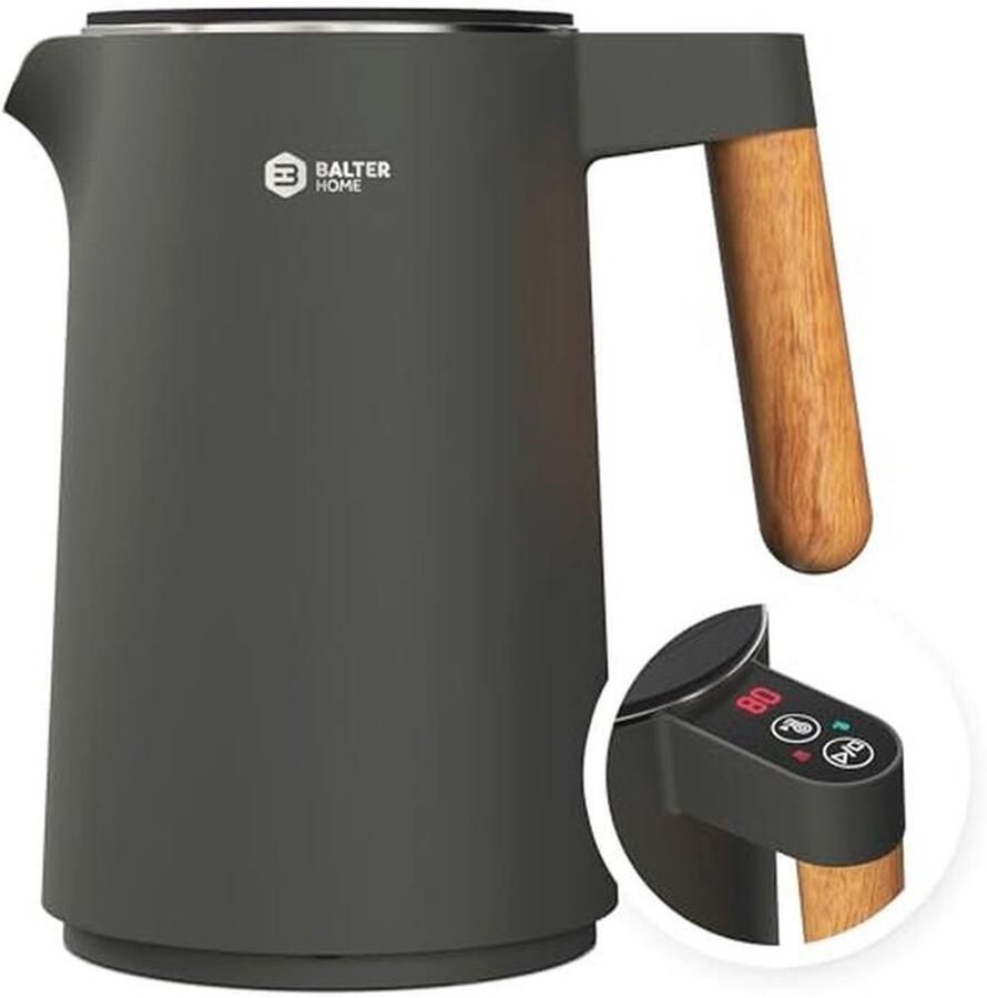 Roestvrijstalen waterkoker met temperatuurinstelling en warmhoudfunctie BPA-vrij stil en draadloos 1 5 l 2200 W