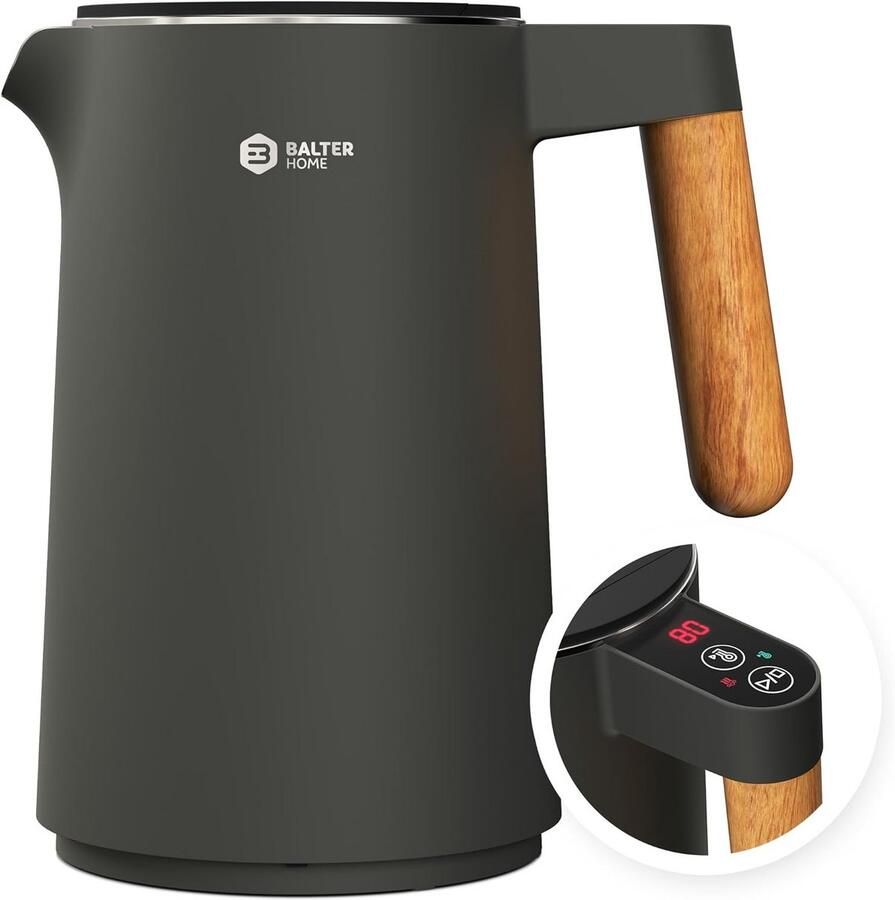 Roestvrijstalen waterkoker met temperatuurinstelling en warmhoudfunctie