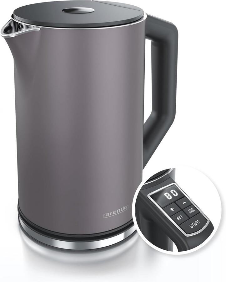 Roestvrijstalen waterkoker met temperatuurinstelling van 40-100 graden Dubbelwandig design 1 5 liter 2200 W Gezonde en veilige waterkoker