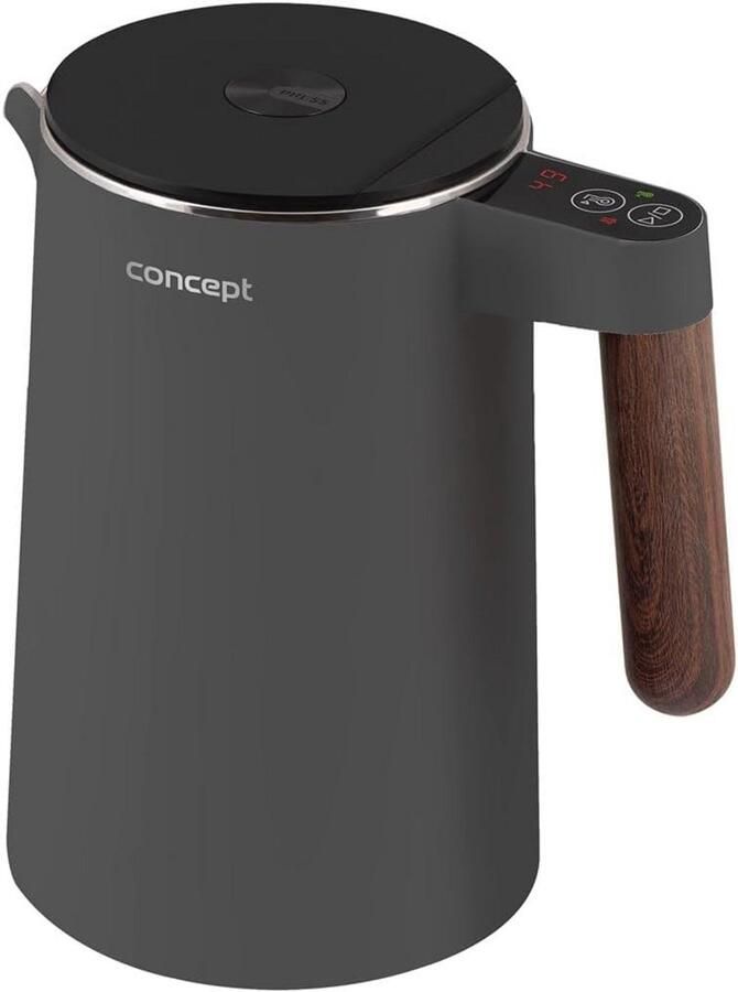 Roestvrijstalen waterkoker met temperatuurregeling en warmhoudfunctie 1.5L 1850-2200W donkergrijs