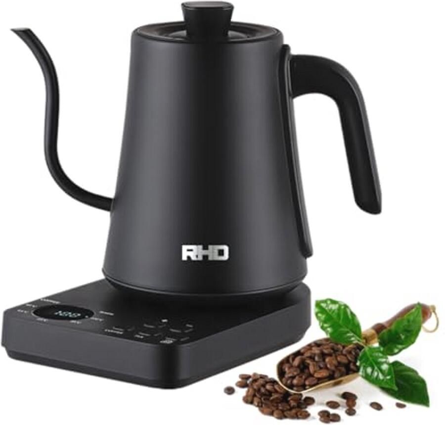 Roestvrijstalen waterkoker met thermostaat en zwanenhals 1 liter en 1000 watt