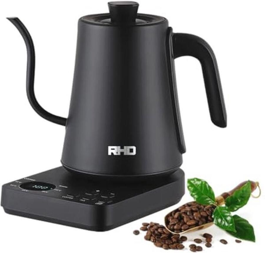 Roestvrijstalen waterkoker met thermostaat en zwanenhals 1 liter en 1000 watt