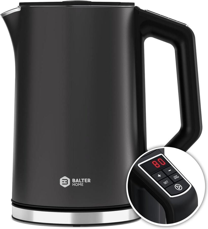 Roestvrijstalen waterkoker met variabele temperatuurinstelling 40-100°C 1.5L 2200W stil