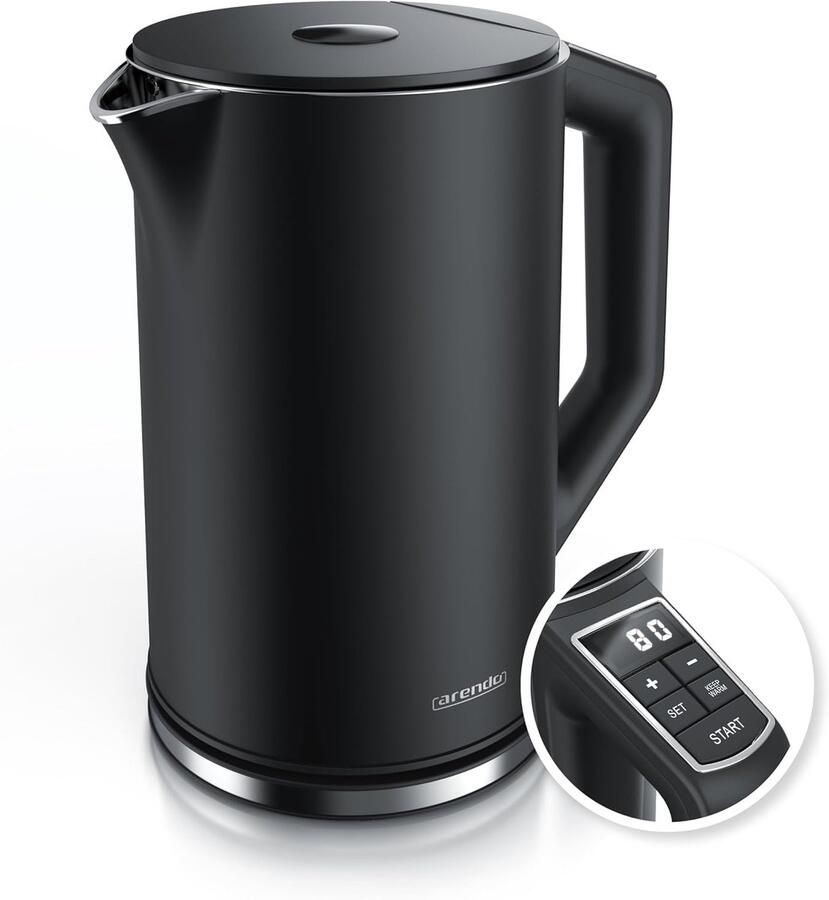 Roestvrijstalen waterkoker Temperatuurinstelling warmhoudfunctie Thee en koffie zetten Dubbelwandig design 15 liter Zwart
