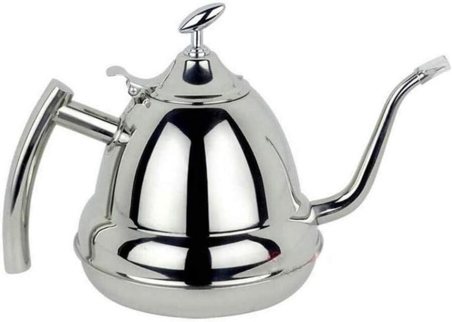 Roestvrijstalen waterkoker Fluitketel Theepot Water Koken Antislip Siliconen Handvat 1.2 Liter Zilver