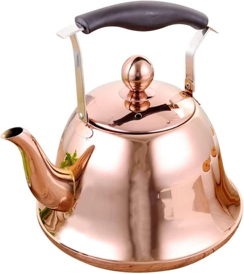 Waterkoker met Fluitje Theeketel Kookpan Water Koken Roestvrij Staal 1.5 Liter Roségoud
