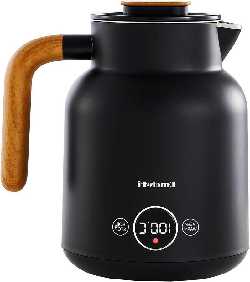 Waterkoker Temperatuurregeling Theeketel Digitaal Warme Dranken Bereiden 5 Temperatuurstanden 1 Liter Zwart