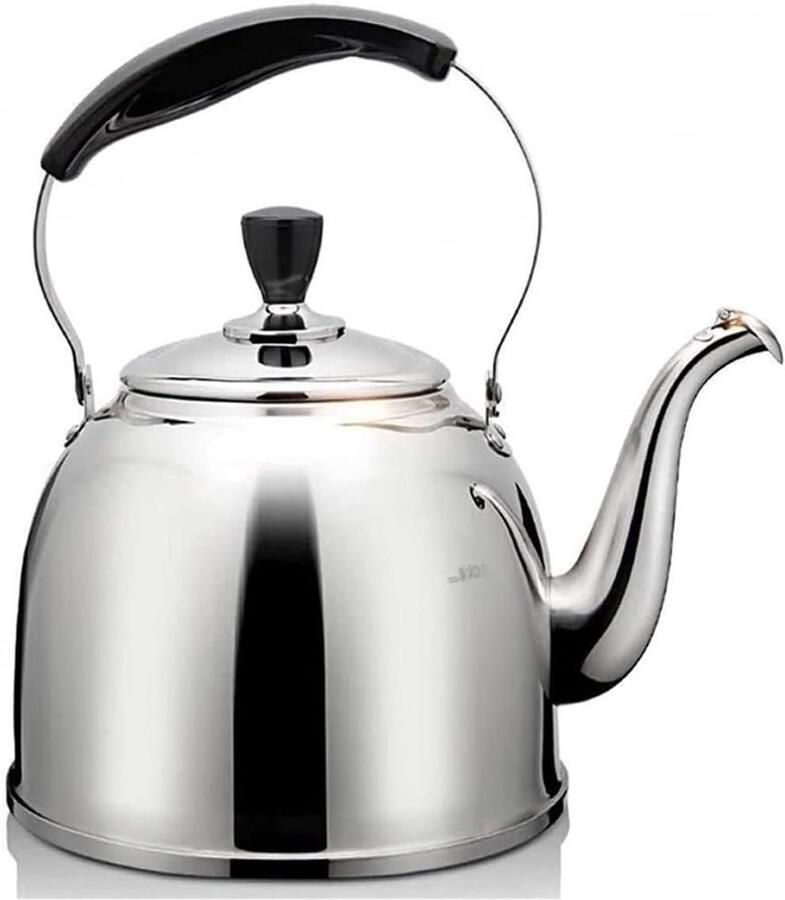 Roestvrijstalen Waterkoker Theepot Fornuis Snel Water Koken Luid Fluit Signaal 4.0L Zilver