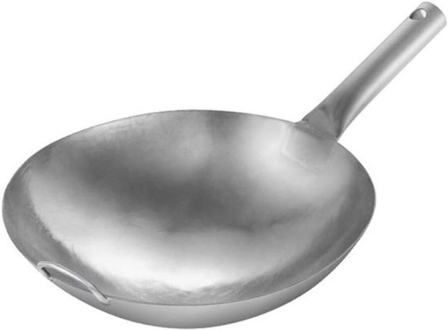 RVS Wok Pan Koekenpan Grote Maaltijden Koken Antiaanbaklaag 30 cm Zilver