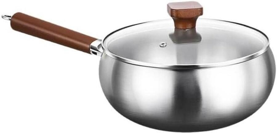Roestvrijstalen Wok Diepe Koekenpan Dagelijks Koken Klinknagelvrij Ontwerp 20 cm Diameter Zilver