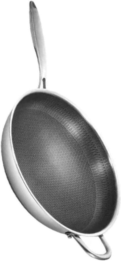 Roestvrijstalen Wok Honingraatpan Kookpan Thuis Koken Honingraatstructuur 595 cm Zilver