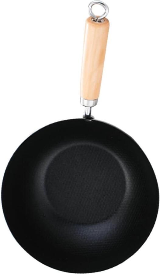 Roestvrijstalen Wok Koekenpan Braadpan Roerbakken Koken Anti-aanbaklaag 38.5x22x12cm Zwart