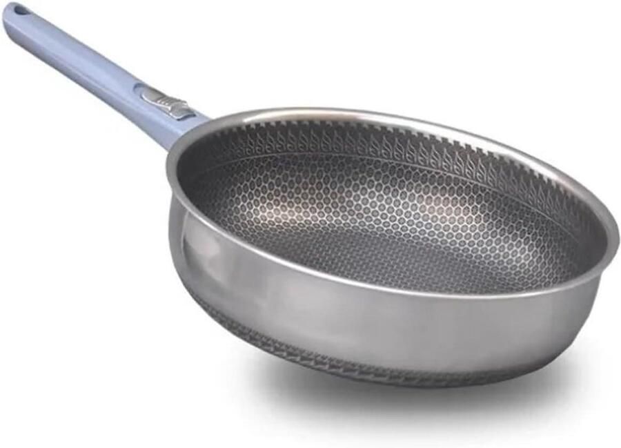 Roestvrijstalen Wok Koekenpan Buiten Koken Afneembaar Handvat 24 cm Zilver
