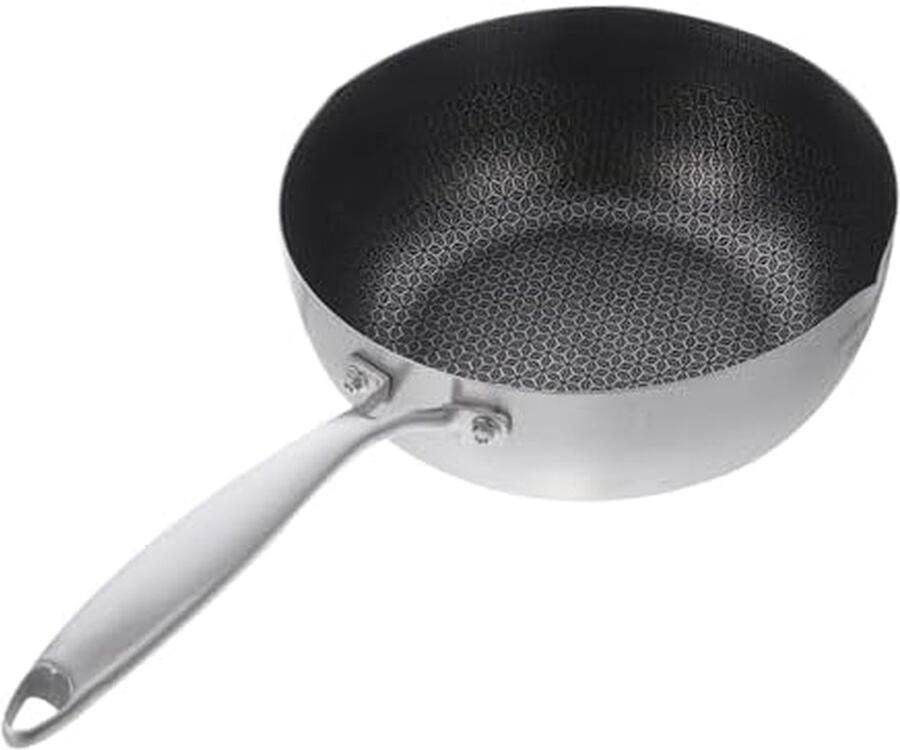 Roestvrijstalen Wok Koekenpan Dagelijks Koken Honingraat Inductie 18 cm Zilver