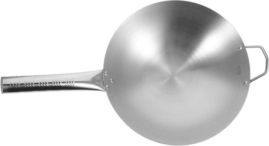 Roestvrijstalen Wok Koekenpan Gezond Koken Antiaanbaklaag 49 cm Zilver