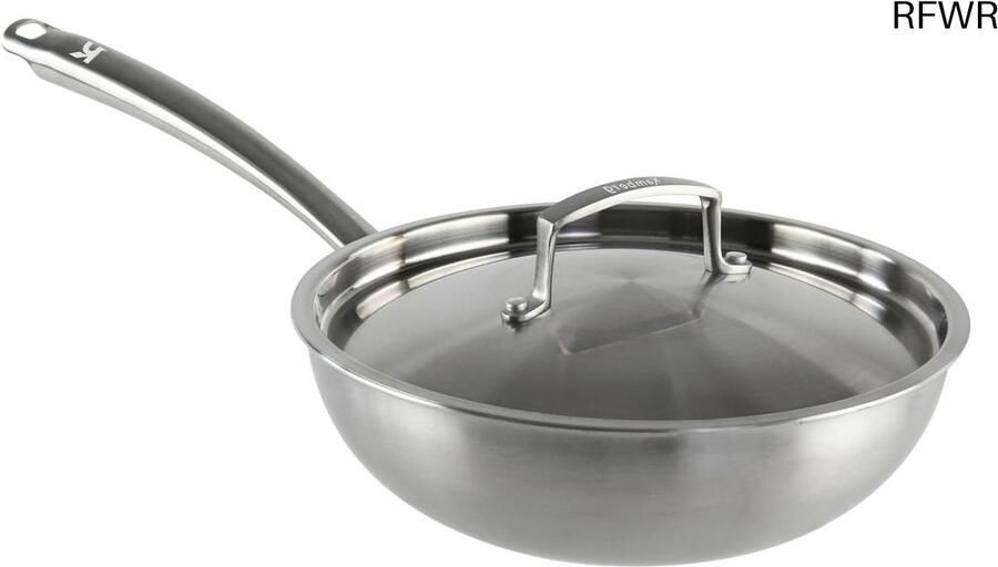 Roestvrijstalen Wok Koekenpan Gezond Koken Triply Materiaal Ø 24 cm Grijs